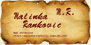 Malinka Ranković vizit kartica